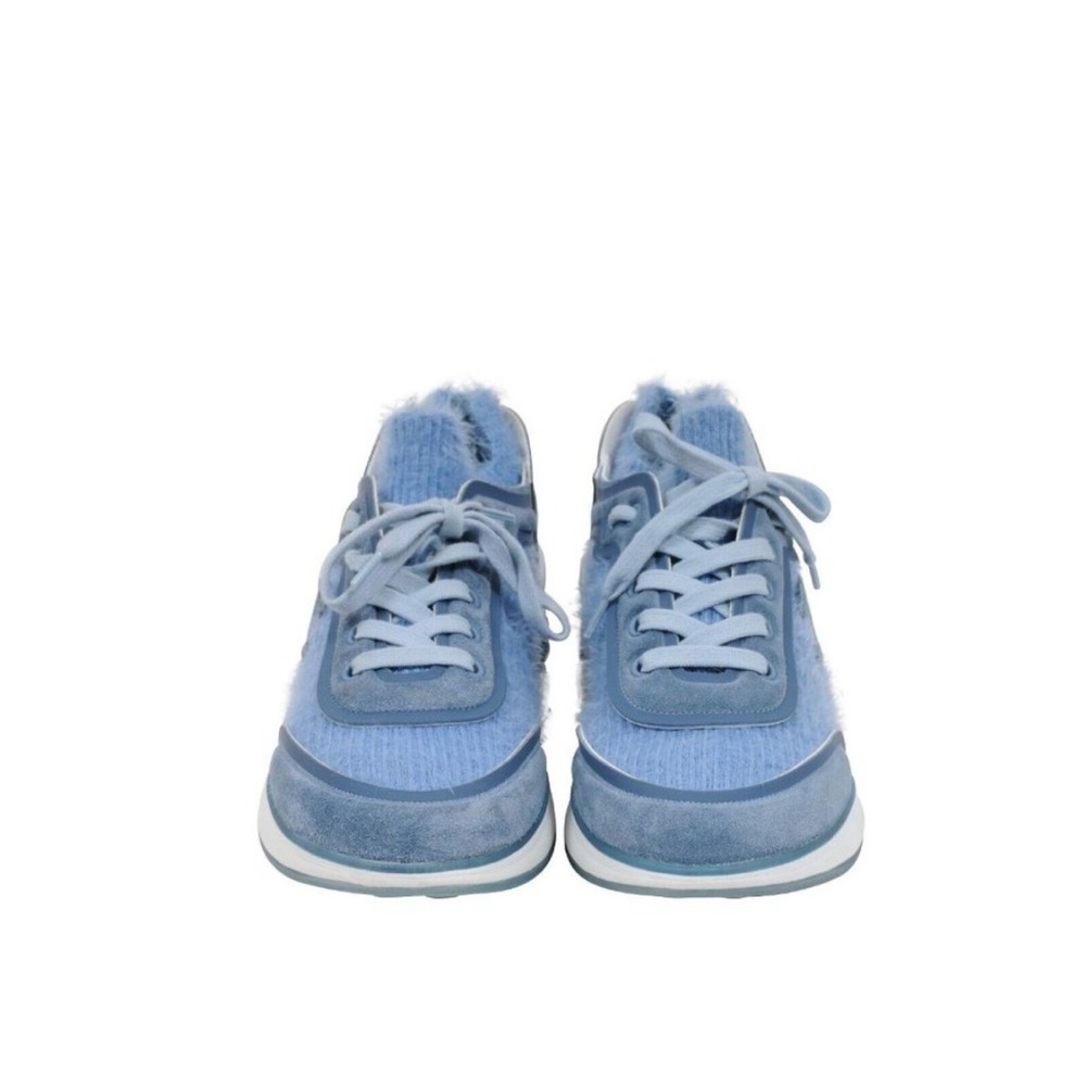 Chanel Womens Sport Sprint Sneakers Size 40 Blue Cashmere Low Top Trainers